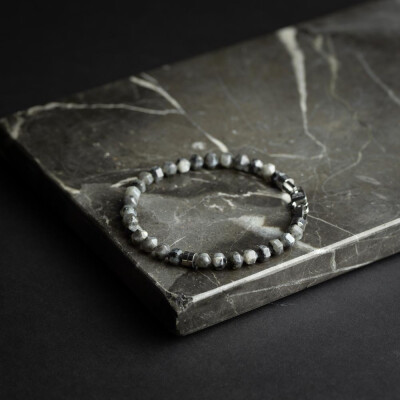 Bracelet Gemini Classics en acier et larvikite