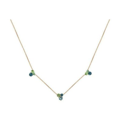 Collier Isabelle Langlois en or rose, topazes et péridots
