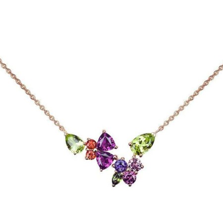 Collier Isabelle Langlois en or rose, péridots, rhodolites, tourmalines, améthystes et saphirs