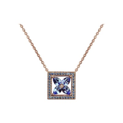 Collier Isabelle Langlois Jeton en or rose, tanzanite, saphir et diamant