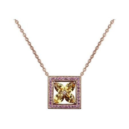 Collier Isabelle Langlois en or rose, saphirs et diamant