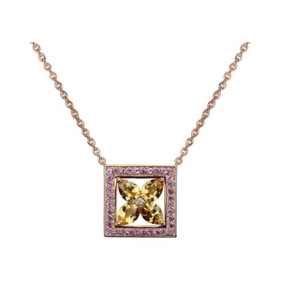 Collier Isabelle Langlois en or rose, saphirs et diamant