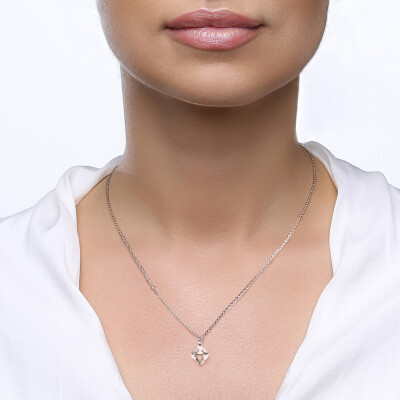 Collier Spark Cube en argent plaqué platine et cristaux