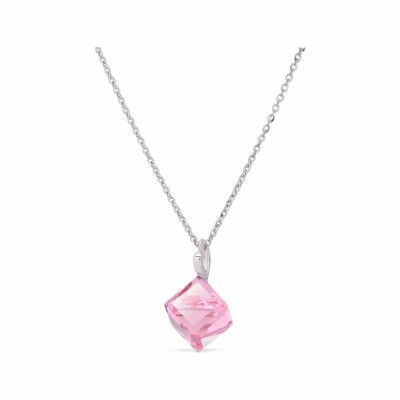 Collier Spark Cube Light en argent plaqué platine et cristaux