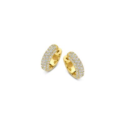 Boucles d'oreilles créoles Naiomy Silver en argent plaqué or jaune et oxyde de zirconium