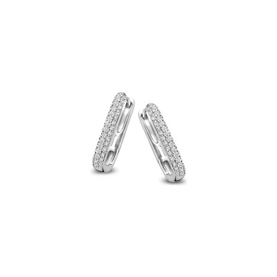 Boucles d'oreilles créoles Naiomy Silver en argent et oxyde de zirconium