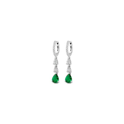 Boucles d'oreilles Naiomy Silver en argent et oxyde de zirconium vert