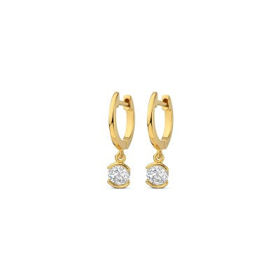 Boucles d'oreilles créoles Naiomy Silver en argent plaqué or jaune et oxyde de zirconium