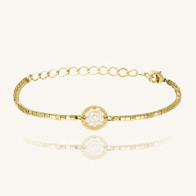 Bracelet Sàntibé Bijoux Natales en laiton, métal doré et perles sable