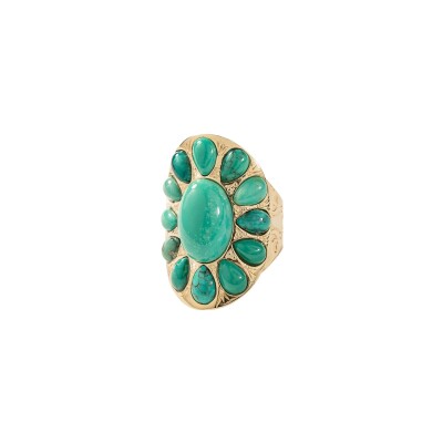 Bague Aurélie Bidermann Navajo en métal doré et turquoise