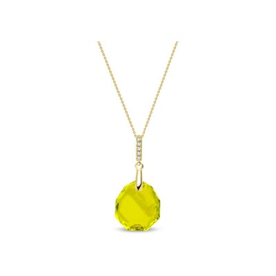 Collier Spark Calathea en argent plaqué or jaune et cristaux