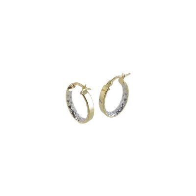 Boucles d'oreilles créoles ADLC en or jaune et or blanc