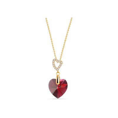 Collier Spark Amore en argent plaqué or jaune et cristaux