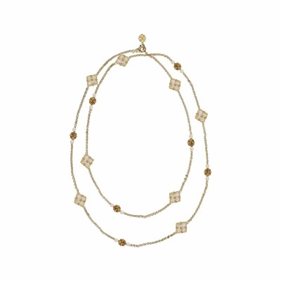 Buccellati Opera Color long necklace, yellow gold and mother-of-pearl