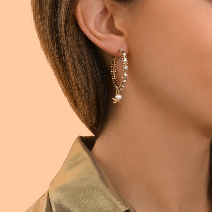 Boucles d'oreilles créoles Satellite en métal doré à l'or jaune 14ct