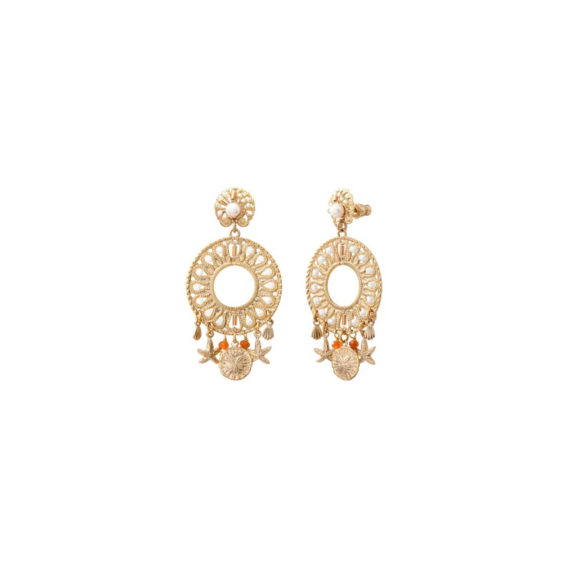 Boucles d'oreilles pendantes Satellite en métal doré à l'or jaune 14ct