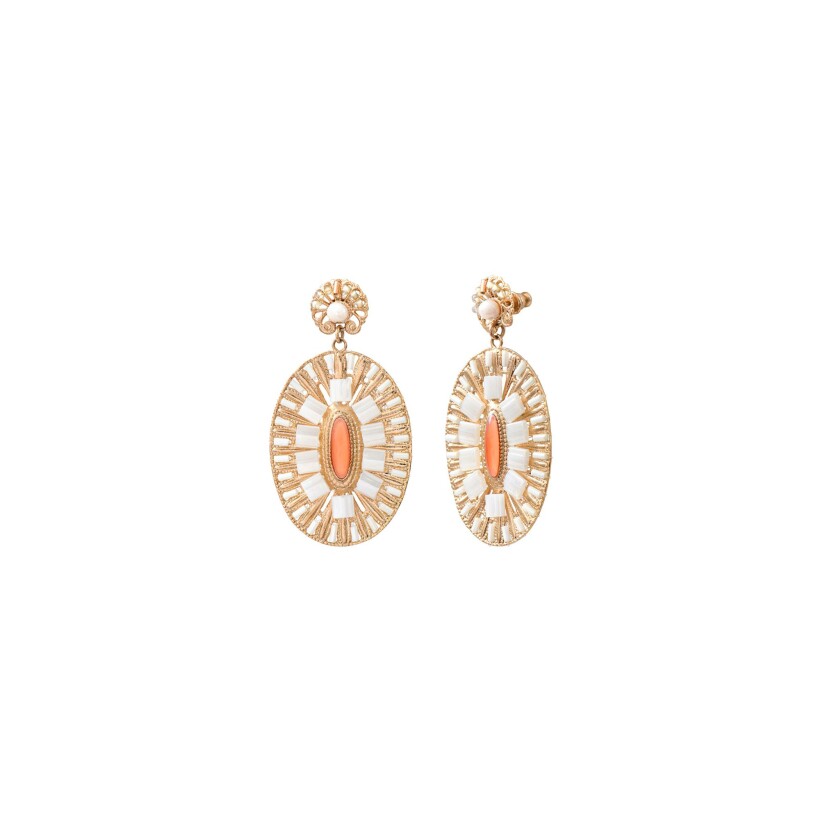 Boucles d'oreilles pendantes Satellite en métal doré à l'or jaune 14ct