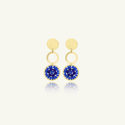 Boucles d'oreilles Sàntibé Bijoux Nevada en laiton, métal doré et perles bleu