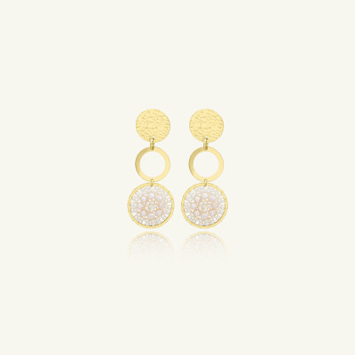 Boucles d'oreilles Sàntibé Bijoux Nevada en laiton, métal doré et perles sable
