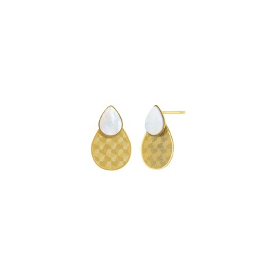 Boucles d'oreilles N°3 Bijoux en acier doré et nacre