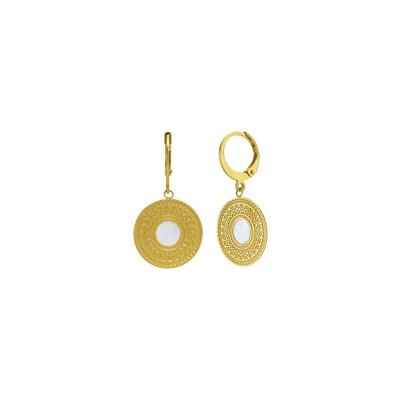 Boucles d'oreilles N°3 Bijoux en acier doré et nacre