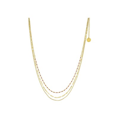 Collier N°3 Bijoux en acier doré et perles