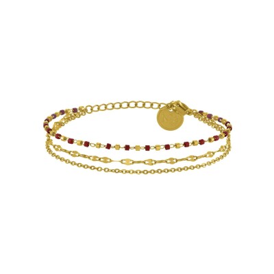 Bracelet N°3 Bijoux en acier doré et perles