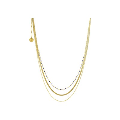 Collier N°3 Bijoux en acier doré et perles