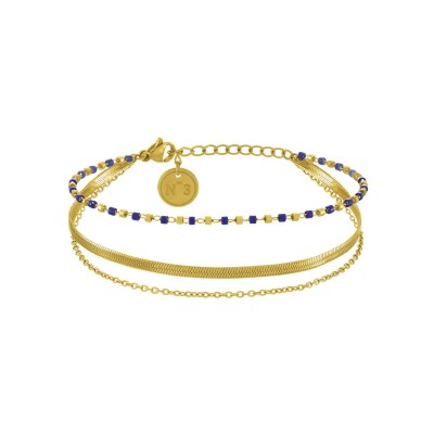 Bracelet N°3 Bijoux en acier doré et perles