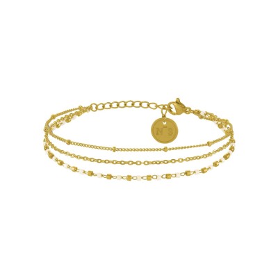 Bracelet N°3 Bijoux en acier doré et perles