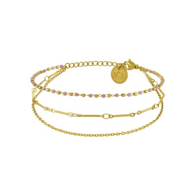 Bracelet N°3 Bijoux en acier doré et perles