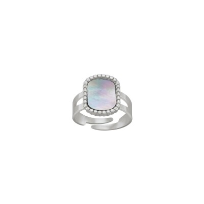 Bague N°3 Bijoux en acier et nacre grise