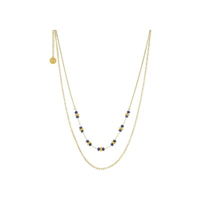 Collier N°3 Bijoux en acier doré et lapis lazuli