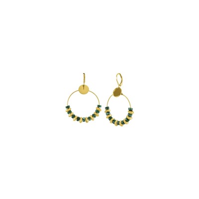 Boucles d'oreilles N°3 Bijoux en acier doré et jaspe impérial vert