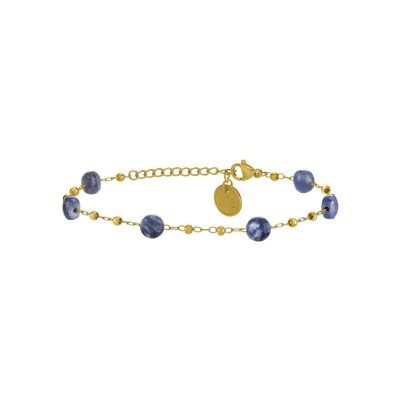 Bracelet N°3 Bijoux en acier doré et pierre de veine bleue