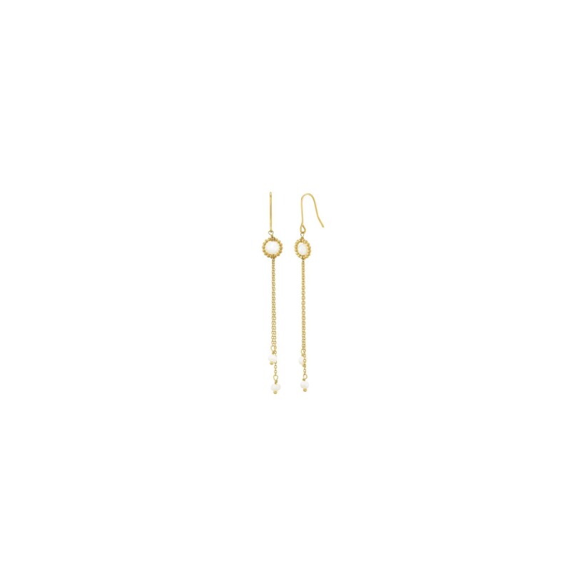 Boucles d'oreilles N°3 Bijoux en acier doré et perle d'eau douce
