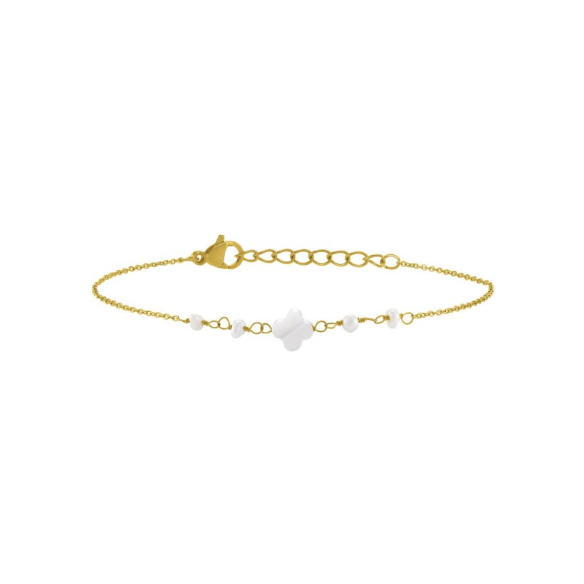Bracelet N°3 Bijoux en acier doré et perles de verre
