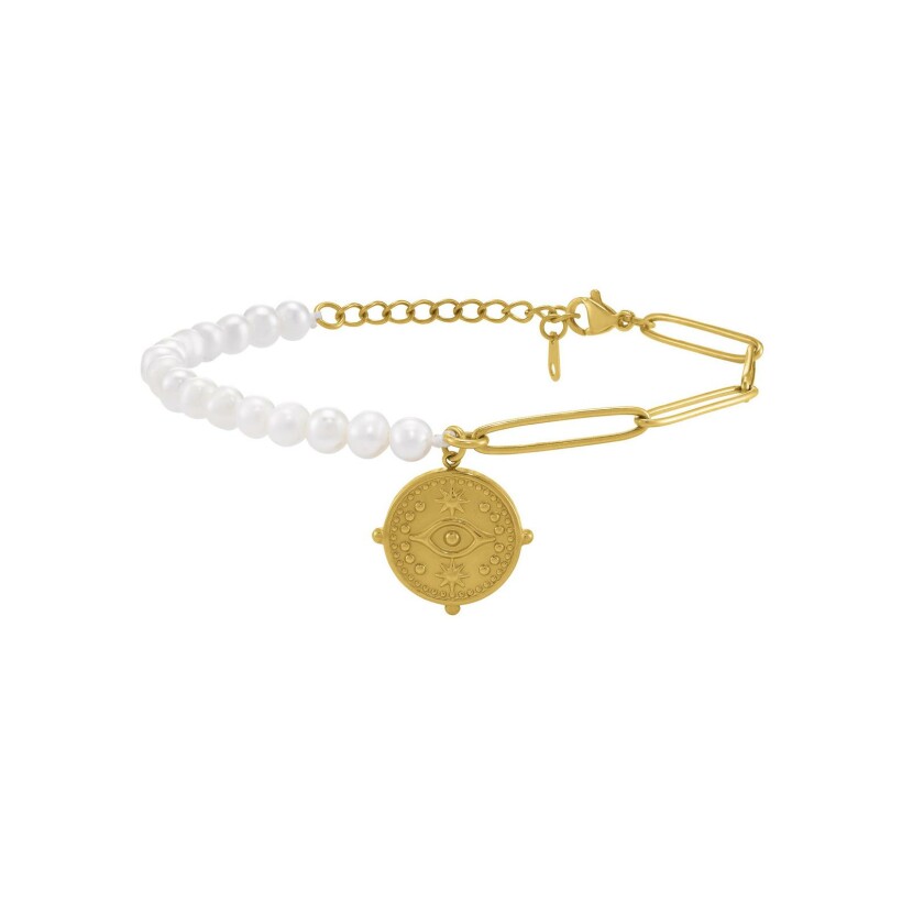 Bracelet N°3 Bijoux en acier doré et perles d'eau douce