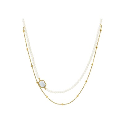 Collier N°3 Bijoux en acier doré et nacre