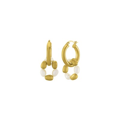 Boucles d'oreilles N°3 Bijoux en acier doré et perles de coquillage