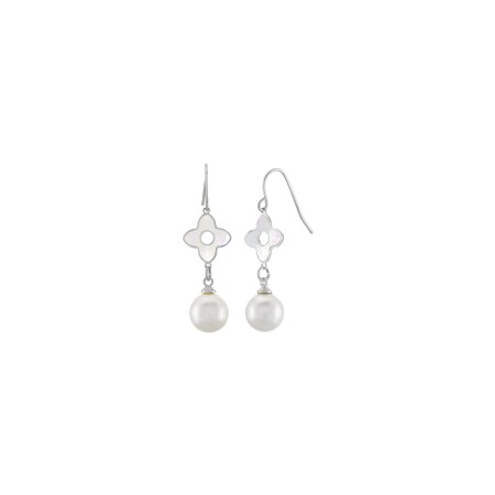 Boucles d'oreilles N°3 Bijoux en acier et perles de coquillage