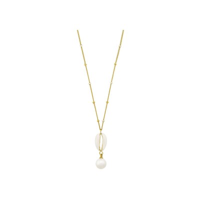 Collier N°3 Bijoux en acier doré, résine et perle de verre