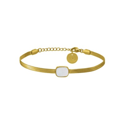 Bracelet N°3 Bijoux en acier doré et pierre blanche