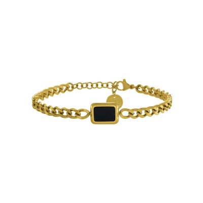 Bracelet N°3 Bijoux en acier doré et agate noire