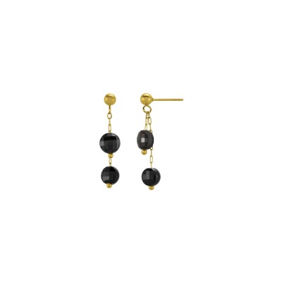 Boucles d'oreilles N°3 Bijoux en acier doré et grenat