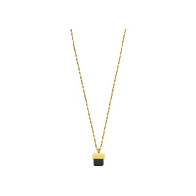 Collier N°3 Bijoux en acier doré, agate noire et grenat