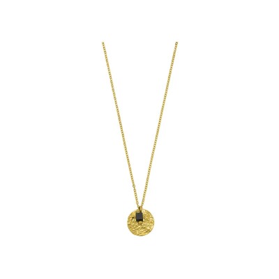 Collier N°3 Bijoux en acier doré et agate noire