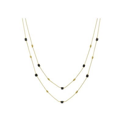 Collier N°3 Bijoux en acier doré et agate noire