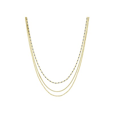 Collier N°3 Bijoux en acier doré et agate noire
