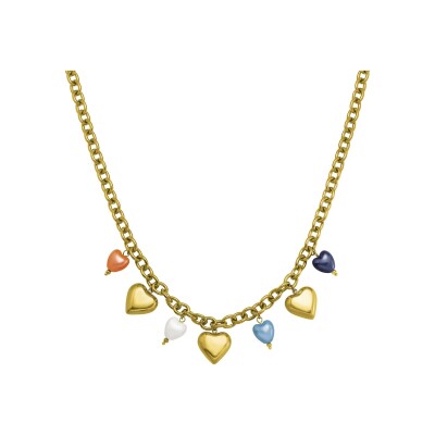 Collier N°3 Bijoux en acier doré et pierres de couleurs